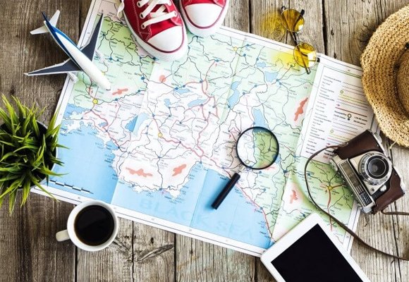 Travellers planning a trip